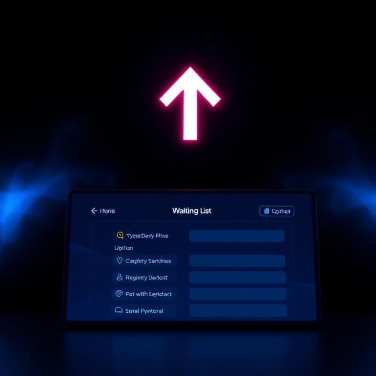 Lista de espera com seta crescente